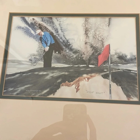 artwork Framed golf wood frame wall home decor office D R Cooper “Chip Shot” - Picture 2 of 6